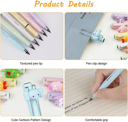 Ainiv Inkless Pencil with Eraser - 5 Sets Infinity Pencil, Reusable with Extra 5 Eraser & 5 Replaceable Nibs for Home, Office & School Writing, Drawing