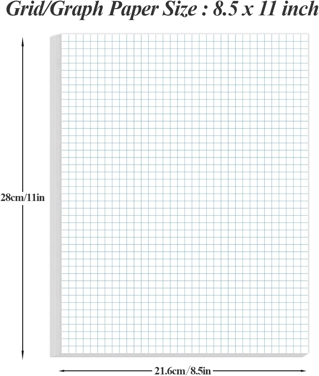 A4 TUL Discbound Grid Filler Paper - 11 Disc Graph Paper, Letter Size 100Sheets / 200Pages Loose-Leaf Paper, 100gsm White Paper, 8.5'' x 11''