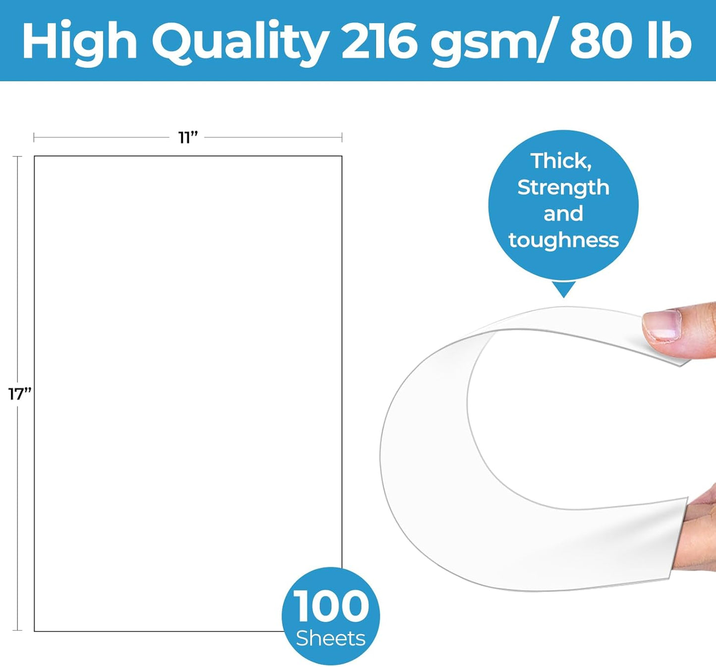 100 Sheets White Cardstock Paper - Ohuhu 11 x 17 Eco-Friendly Cover Card Stock Legal Printer Paper for DIY Making Cards Invitations Crafting Crafts Arts Ledger Tabloid Posters - 80 lb