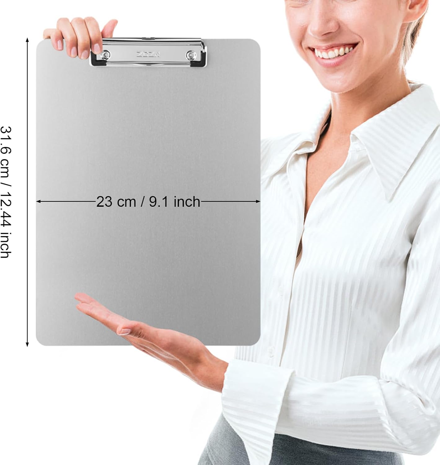 ZCZN Metal Clipboards, 2 Pack Heavy Duty Aluminum Clipboards 12 x 9 Inches, A4 Letter Sizer Document Holder with Low Profile Clip, Suitable for School, Office, Jobsite or Medical Staff, Silver