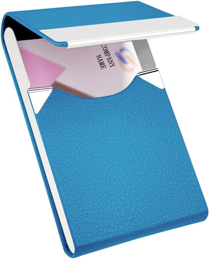 Business Card Holder with Ultra Slim Design,Business Card Case with Premium PU Leather,Suit Pocket Metal Card Holder for Women/Men,Professional Name Card Holder with Magnetic Shut (Black1)