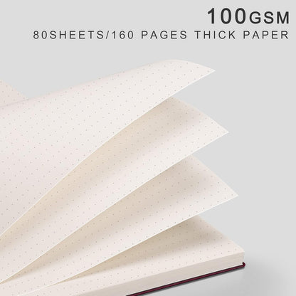 EMSHOI Dotted Journal Spiral Notebook 5.7" x 8.22" - 4 Pack 640 Pages 100gsm Thick Paper, A5 Dot Grid Notebook, Plastic Hardcover Dotted Notebook for Journaling Writing
