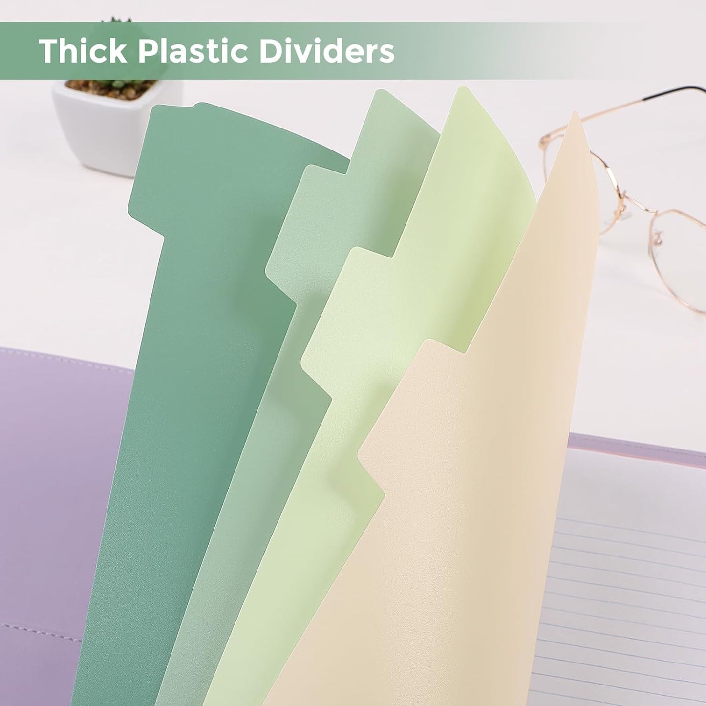 SKYDUE 8 Tab Durable Plastic Dividers, Big Tab Dividers for 3 Ring Binder, Letter Size,Write & Erase Binder Dividers with Tabs, with Sticker Labels, 1 Set, Aesthetic Pastels Binder Dividers