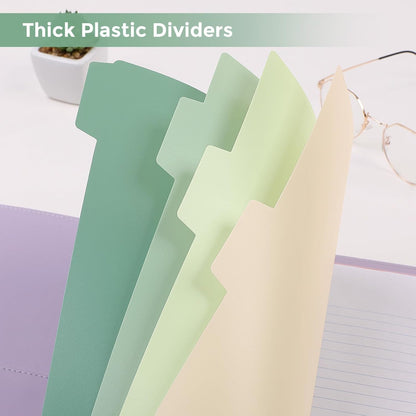 SKYDUE 8 Tab Durable Plastic Dividers, Big Tab Dividers for 3 Ring Binder, Letter Size,Write & Erase Binder Dividers with Tabs, with Sticker Labels, 1 Set, Aesthetic Pastels Binder Dividers