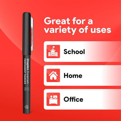 STAPLES Permanent Markers, Ultra Fine Tip, Black, 12 Pack – Duramark Precision Markers for Writing, Drawing & Labeling