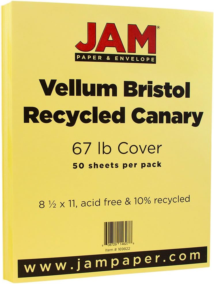 JAM PAPER Vellum Bristol 65lb Cardstock - 8.5 x 11 Coverstock - 147 gsm - Cream - 50 Sheets/Pack