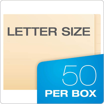 Pendaflex Manila End-Tab Fastener Folders, Letter Size, 2 Fasteners, Manila, Straight Cut, 50/BX (H10U13)