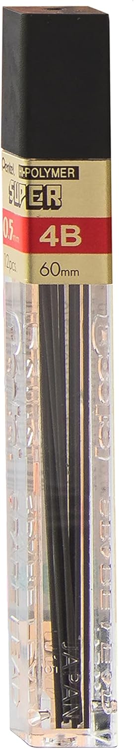 Pentel Super Hi-Polymer Lead Refill, 0.5mm, Fine, 4B, 144 Pieces of Lead (C505-4B)