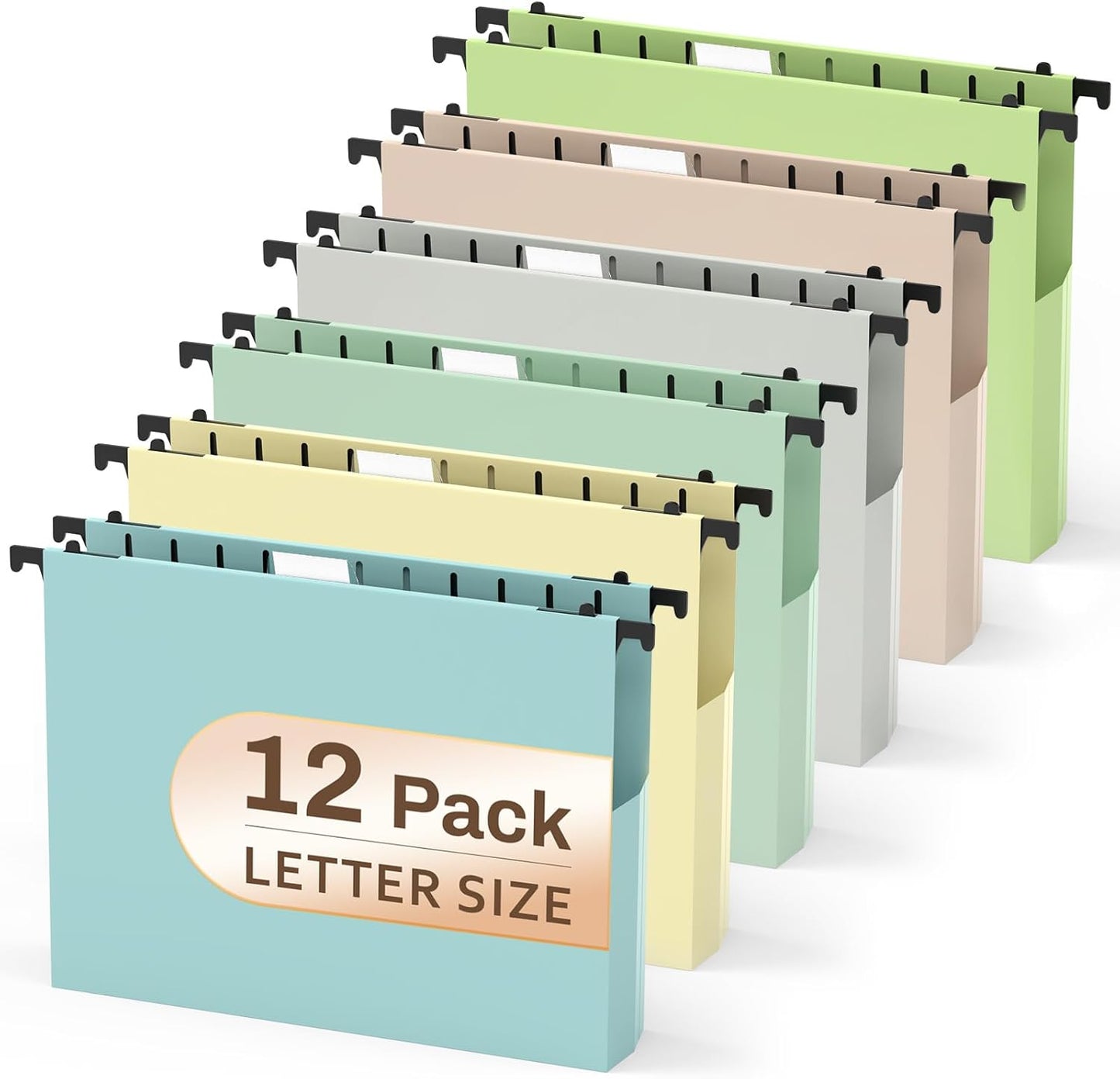 12 Pack Hanging File Folders, Blue Hanging File Folders, Plastic File Folder Hanging with Tabs, Filing Cabinet Folders Organizer Letter Size Paper Storage - Home Schoool Office Supplies