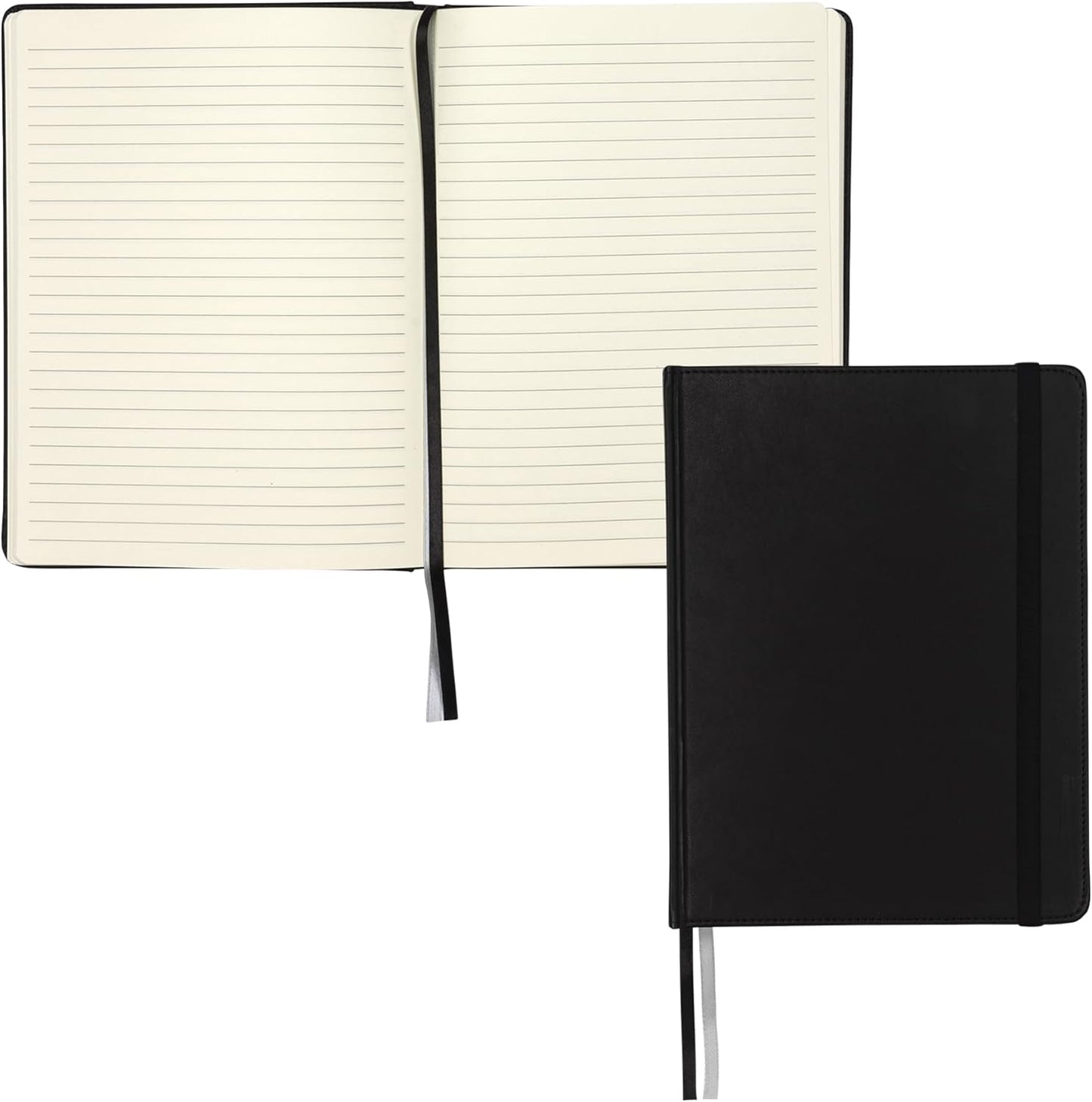 Samsill Large Hardcover Notebook, 240 Lined Notebook Pages, Black, 7.5 x 10 Inch
