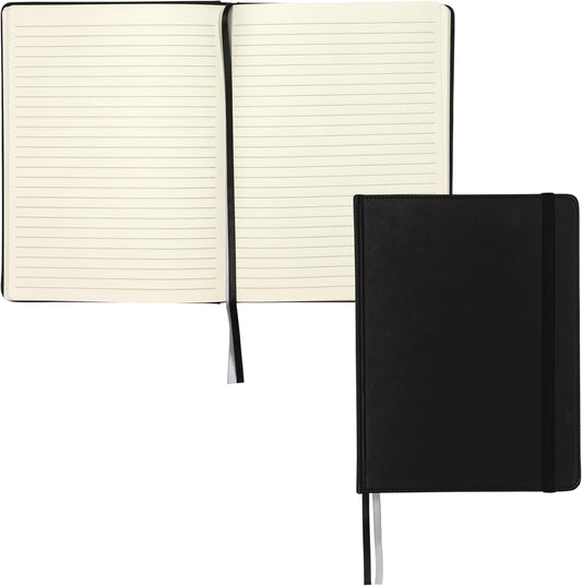 Samsill Large Hardcover Notebook, 240 Lined Notebook Pages, Black, 7.5 x 10 Inch