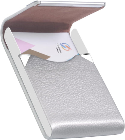 Business Card Holder with Ultra Slim Design,Business Card Case with Premium PU Leather,Suit Pocket Metal Card Holder for Women/Men,Professional Name Card Holder with Magnetic Shut (Black1)