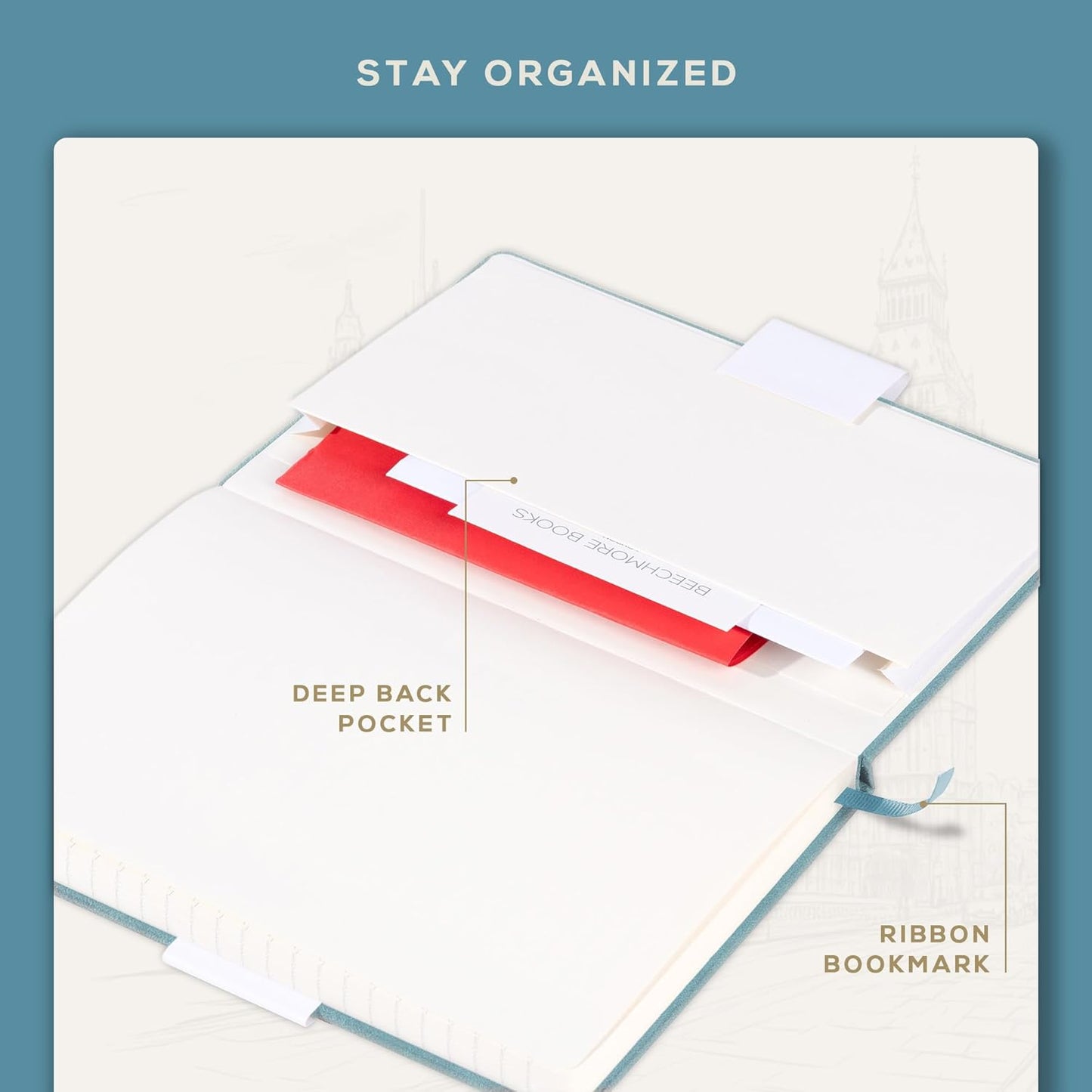 BEECHMORE BOOKS Large Lined Journal Notebook, 8.5" x 11.5" (A4) Hardcover Vegan Leather Executive Diary for Work, Thick 120gsm Paper, Lay-Flat Binding, Gift Box