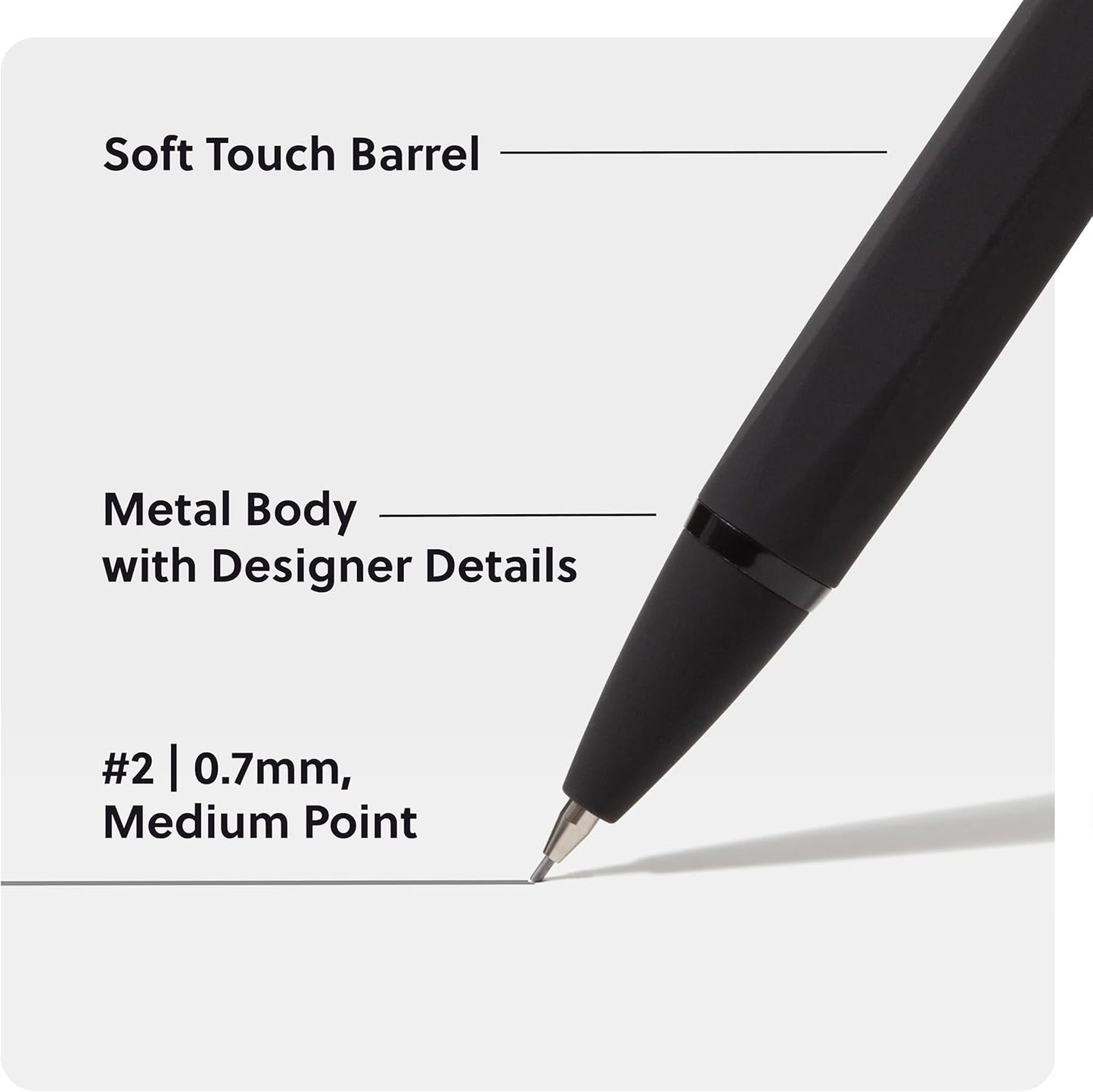 U Brands Cambria Mechanical Pencils, Set of 2, Blush Pink, Soft Touch, Medium (0.7 mm) Point, Lead and Eraser Refills