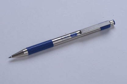 Zebra Pen F-301 Ballpoint Black, Blue, Red and Green Ink, Fine Point 0.7mm Pen, Easy-Glide Ink, Stainless Steel Retractable, Non-Slip Grip, Professional Design, Ideal for Office, 4-Pack (27174)