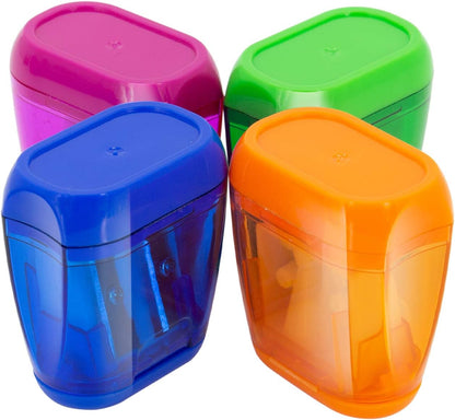 KIDMEN 24 PCS 2 Holes Small Manual Pencil Sharpener with Lid,for Kids,School
