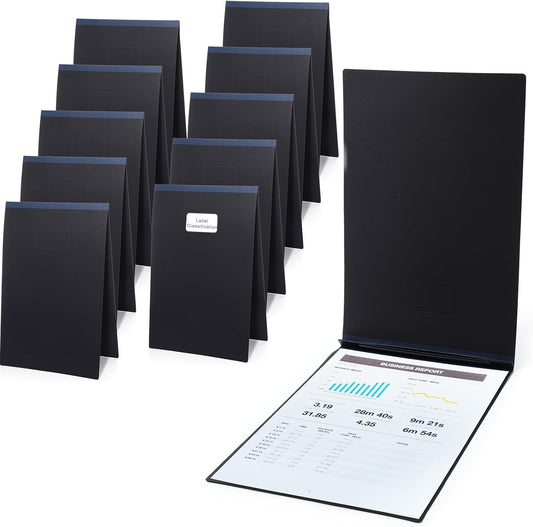 Fullhawl 10 Pcs Vertical Pressboard Report Cover 11x17 Pressboard Binder Folder with Metal Prong Presentations Portfolio Binder, 3'' Capacity to Neatly Bind Reports, Proposals(Black,11 x 17 Inch)