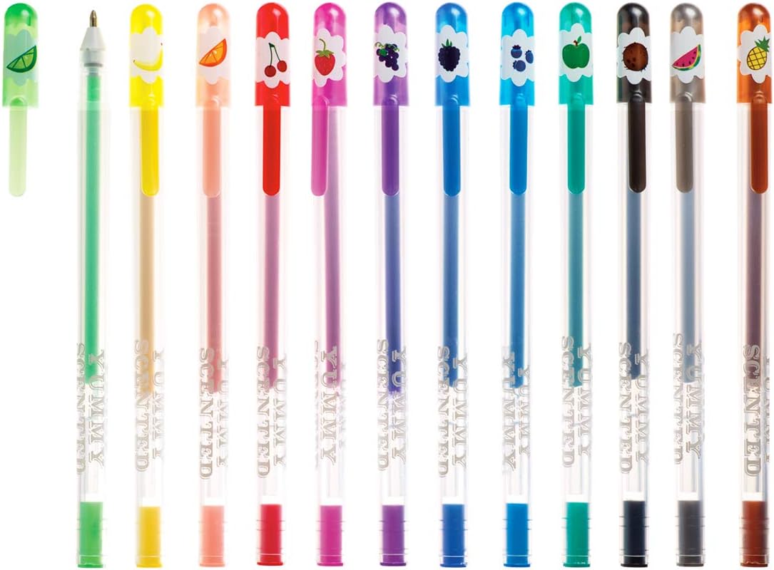 Ooly Scented Yummy Yummy Glitter Gel Pens Set of 12-1.00mm NIB Scented Glitter Pens for Kids and Adults, Art and Stationery Supplies