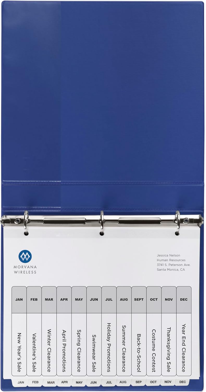 Avery Jan-Dec Dividers for 3 Ring Binders, 12 Tabs per Set, Customizable Table of Contents, Classic White Tabs, Great for Organizing Reports, Projects, and More (11126)