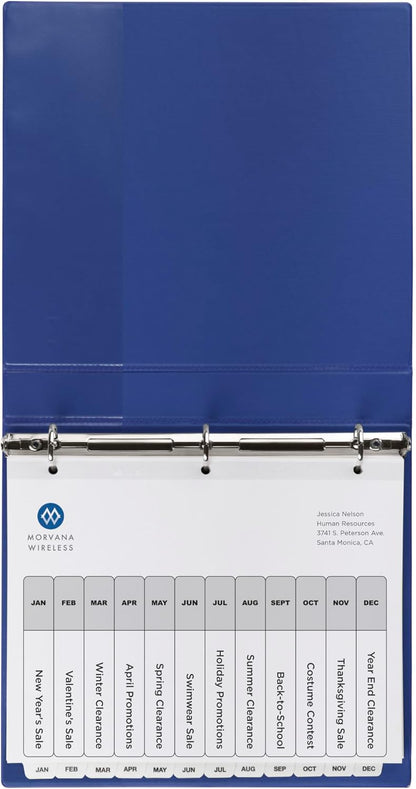 Avery Jan-Dec Dividers for 3 Ring Binders, 12 Tabs per Set, Customizable Table of Contents, Classic White Tabs, Great for Organizing Reports, Projects, and More (11126)