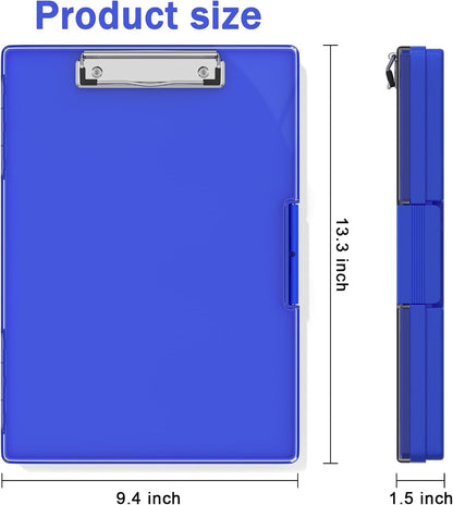 Rimilak Plastic Clipboard with Storage, Side Opening with 2 Compartment, Size 13.3 x 9.4 x 1.5 Heavy Duty High Capacity Nursing Box for Work School & Office Supplies, Black