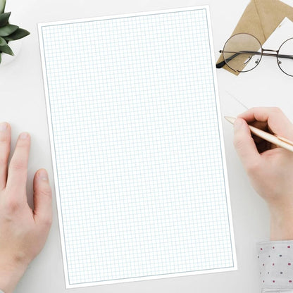 Engineering Graph Paper Pads, 11x17 Quadrille 25 Sheets/50 Pages Grid Paper for Drafting, Engineering, Blueprint Drawing, 4x4 Blue Quad Rule, 100gsm White Paper
