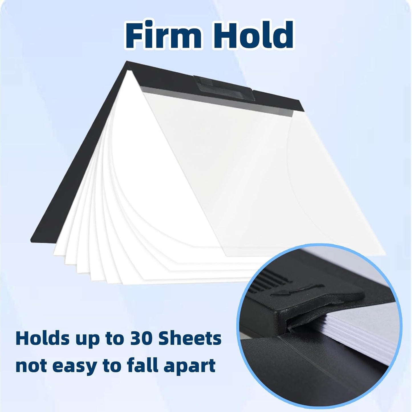 36 Pack Swing Clip Report Covers, Plastic Presentation Folders with Clip for Professional Use, Clear Front and Navy Blue Frosted Back, 9 x 11.4 Inches for Letter Size