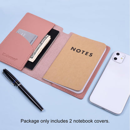 Wisdompro Journal Cover, 2 Pack PU Leather Notebook Cover for Field Notes, or other 3.5" x 5.5" Pocket Notebooks - Blue