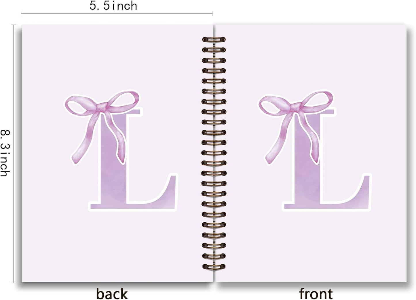 Blue Bow Journal Notebook for Girls,Initial H Journals Personalized Diary Gifts for Teen Girl Kids,Monogrammed Gifts for Women,Trendy Coquette Cute Hardcover Spiral Notebook 5.5 x 8.3 - Colors B