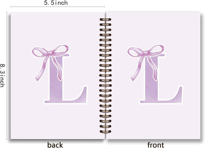 Blue Bow Journal Notebook for Girls,Initial H Journals Personalized Diary Gifts for Teen Girl Kids,Monogrammed Gifts for Women,Trendy Coquette Cute Hardcover Spiral Notebook 5.5 x 8.3 - Colors B