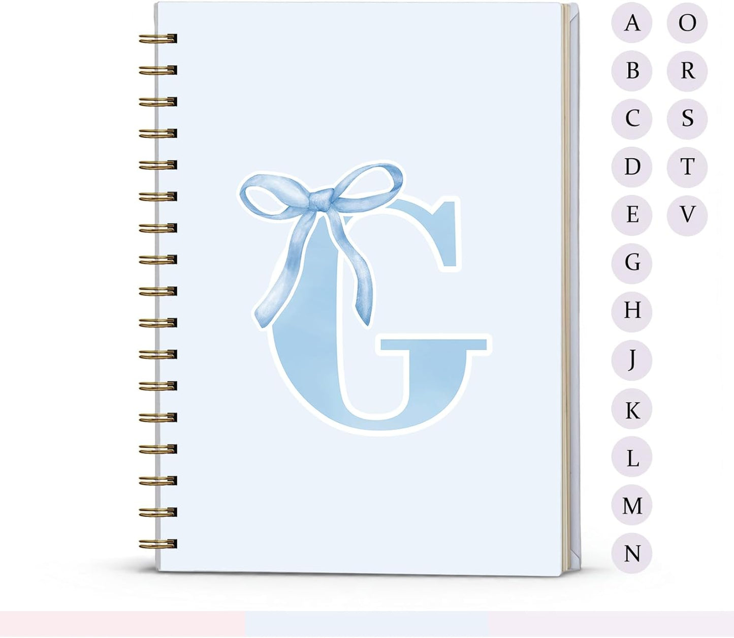 Blue Bow Journal Notebook for Girls,Initial H Journals Personalized Diary Gifts for Teen Girl Kids,Monogrammed Gifts for Women,Trendy Coquette Cute Hardcover Spiral Notebook 5.5 x 8.3 - Colors B