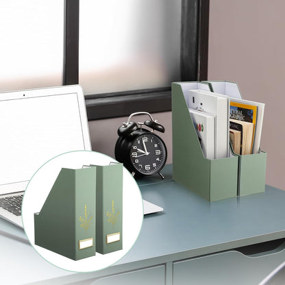 AmazingSpark 5 Pack Magazine File Holder Office Desk Storage Holder Set Vertical Desk Cardboard Organizer for Office Home Classroom Organize Your File Magazines Paperwork Books or Binders(Sage Green)