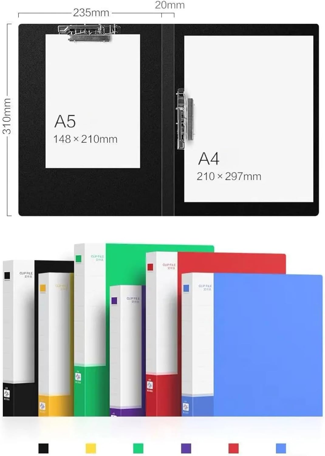 4 Pack A4 Double Strong Clips File Folder Report Cover, Punchless Binder, Clamp Binder Without Rings Office Project Folder,Documents File Folder, for Letter Size or A4 Size, 200 Sheet Capacity
