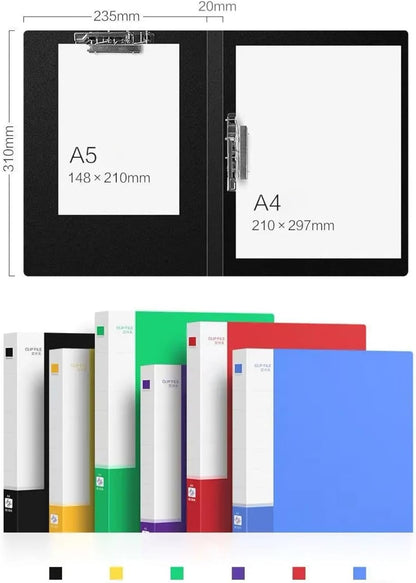 4 Pack A4 Double Strong Clips File Folder Report Cover, Punchless Binder, Clamp Binder Without Rings Office Project Folder,Documents File Folder, for Letter Size or A4 Size, 200 Sheet Capacity