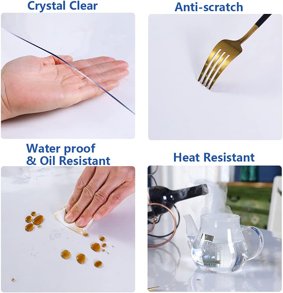 Transparent 14x24 in Small Office Desk Blotter Mat Clear Plastic Table Protector Cover Pad PVC Topper Surface Proection Mat Pad Anti Scratch Table Mat Glass End Table Protector Waterproof Easy Clean - Colors B