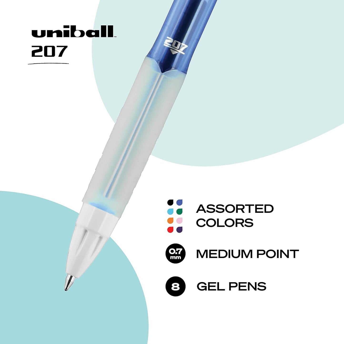 uniball 207 Plus+ Retractable Gel Pens, Medium Point (0.7mm), Black, 4 Pack