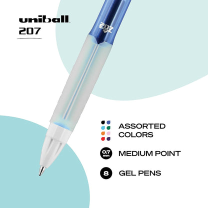 uniball 207 Plus+ Retractable Gel Pens, Medium Point (0.7mm), Black, 4 Pack