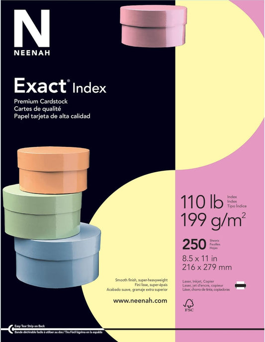 Neenah Exact 30% Recycled Extra-Heavyweight Index Card Stock, 8 1/2in. x 11in., 110 Lb, White, pk Of 250 Sheets, 40411
