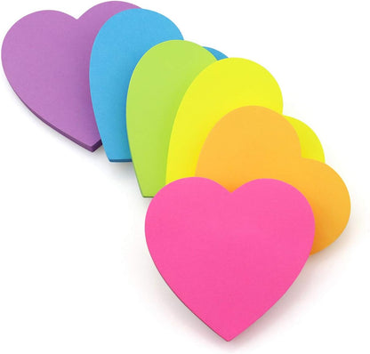 SIMONA Heart Shape Sticky Notes 8 Color Bright Colorful Sticky Pad 75 Sheets/Pad Self-Sticky Note Pads