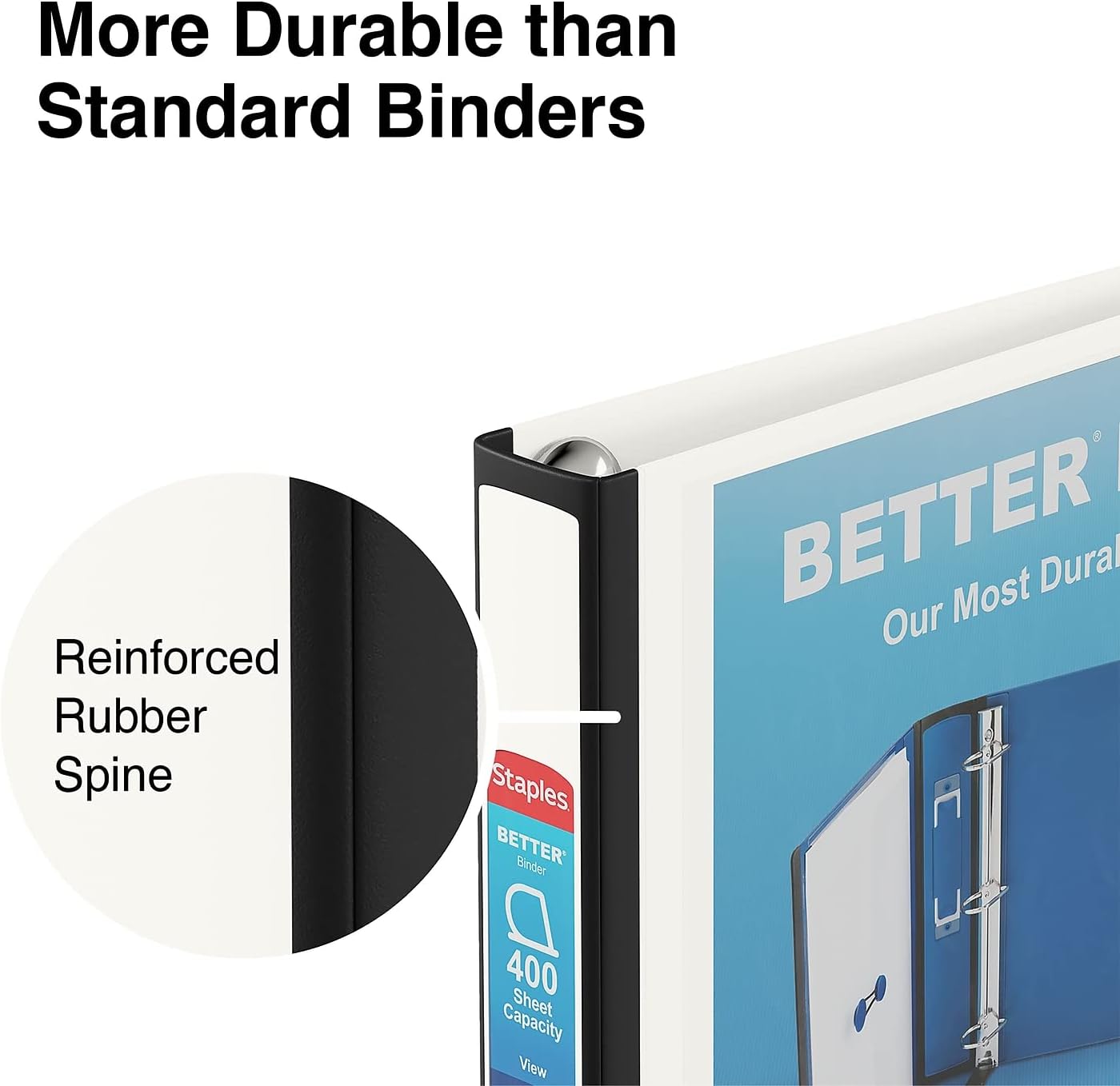 Staples Better Binder 2-Inch D-Ring View Binder, Reinforced Spine, Holds Up to 540 Sheets, Teal, for Office & School
