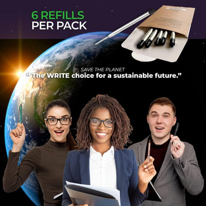 MESMOS 6 Pack 3.9 inch (9.8cm) Pen Refills Ballpoint, Compatible with Ballpoint Parker Pen, (Black Ink)