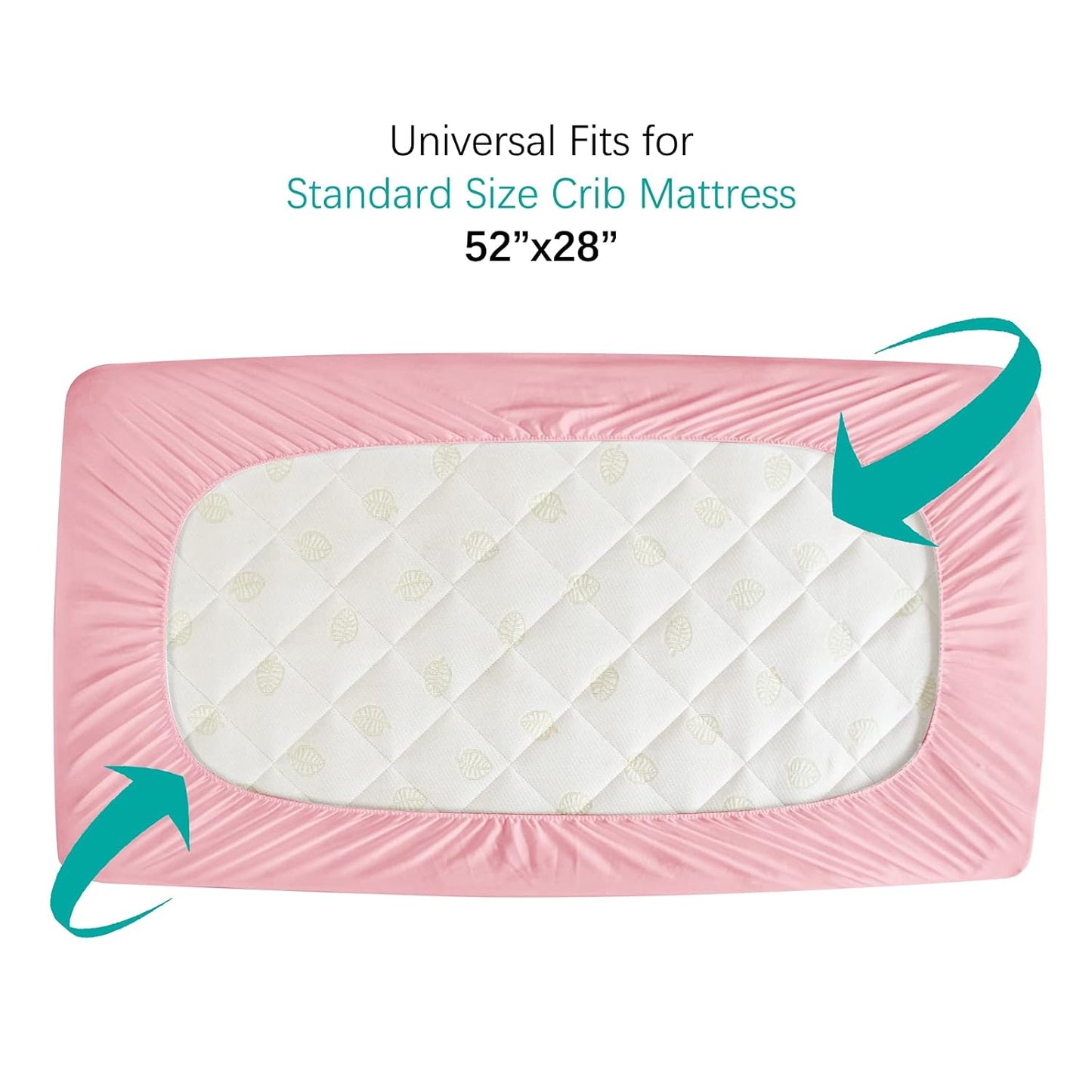 Crib Mattress Protector Sheets Waterproof 2 Pack, Quilted Crib Mattress Pad Cover Fitted Fits for Toddler Bed Mattress, White, 52” x 28”