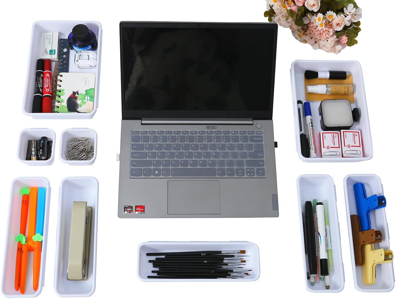 Kutesna 15 PCS Interlocking Desk Drawer Organizer Separator for Office,Bathroom,Kitchen,Makeup（Black）