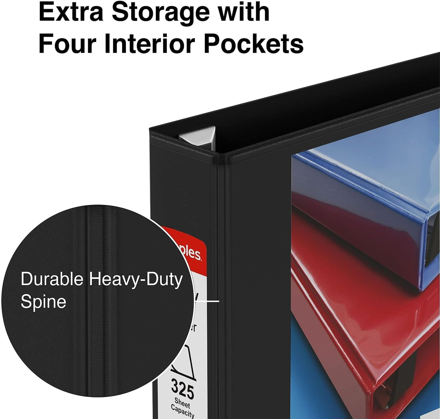 Staples Heavy-Duty 2-Inch D-Ring View Binder, Reinforced Spine, Holds Up to 450 Sheets, Gray, for Office & School