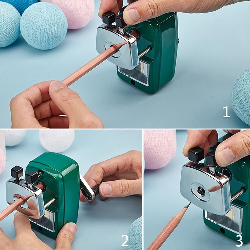 Pencil Sharpener, School Office Manual Desktop Sharpener for Standard and Jumbo Pencils, Pencil Sharpener Metal Manual Crank for Classroom, Home and Art(Color:Red)