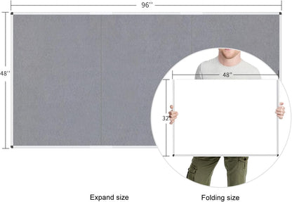 VIZ-PRO Large Fabric Bulletin Board/Foldable Notice Board Felt Gray, 60 X 48 Inches, Silver Aluminium Frame