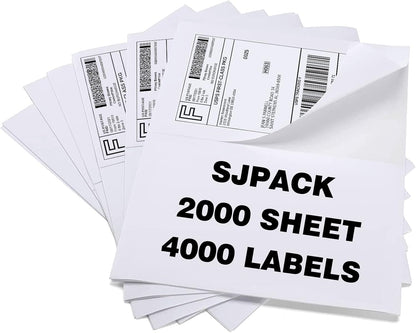 SJPACK 1000 Half Sheet Self Adhesive Shipping Labels, 8.5" x 5.5" Address Labels for Laser & Inkjet Printers(1000 labels-500 Sheet)