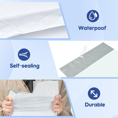 Fuxury Poly Mailers 10x13 Inch 100 Pack,Shipping Bags for Clothing,Strong Adhesive Mailing Envelopes,Heavy Duty Self Seal Plastic Postal Return Package Bags for Books Accessories Business,White