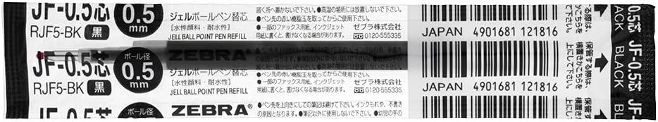 Zebra B-RJF3-BK Gel Ballpoint Pen Refill, Sarasa, JF-0.3 Lead, Black, 10 Count