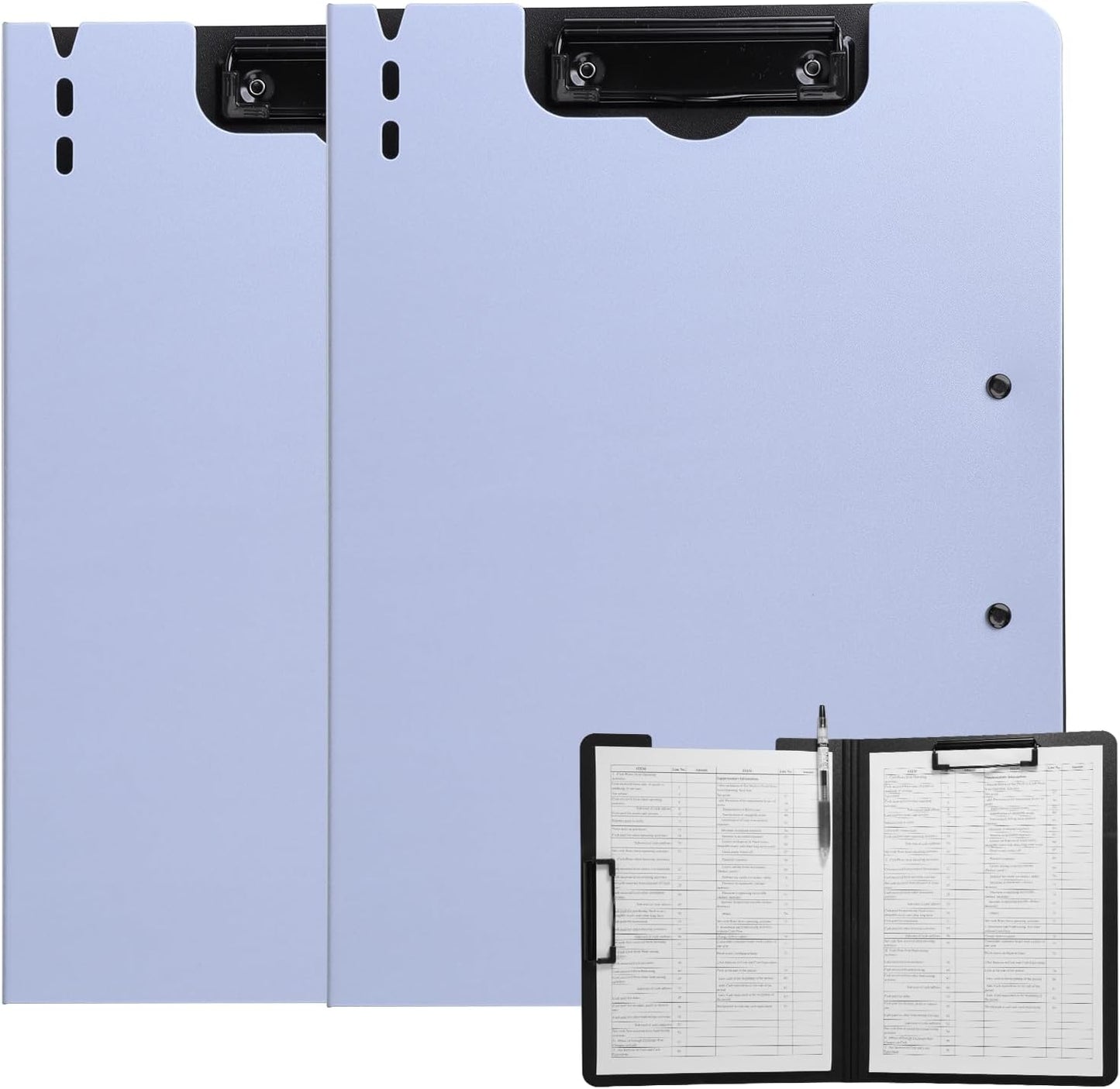 FRETONBA Clipboard Folder, A4 Foldable Clipboard with Horizontal and Vertical Double Metal Clips, 360 Degree Foldable Binder Clipboards with Pen Holder, File Cover Work Folder Clipboards, Green